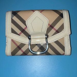 Burberry House Nova Check & white leather stirrup wallet bi fold 4.5x5.5